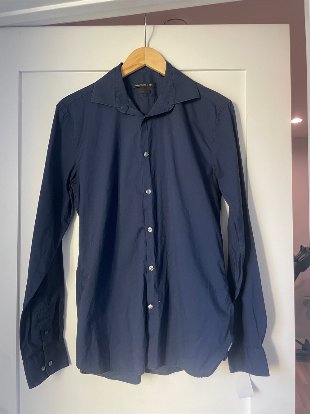 John Varvatos Navy Blue Long-Sleeve Dress Shirt